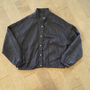 NWT Sanctuary Sz L Oversized Hailee Jacket Washed Black Mock Neck Snap Front